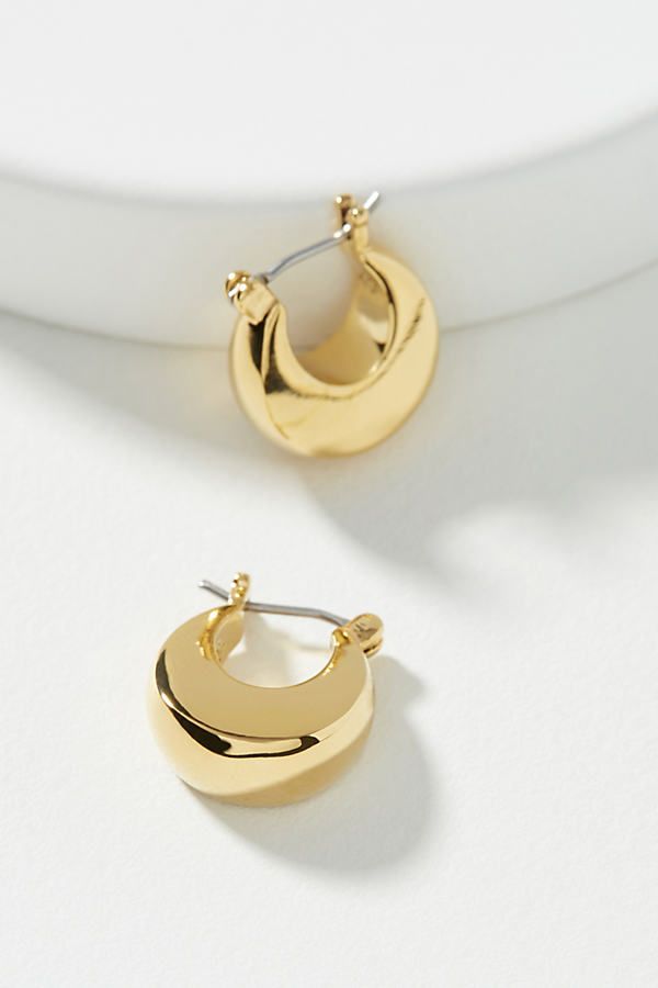 Abitha Huggie Hoop Earrings By Sugar Blossom in Gold | Anthropologie (US)