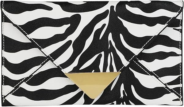 JNB Synthetic Leather Zebra Print Envelope Clutch with Detachable 21" Chain Magnetic Snap Closure... | Amazon (US)