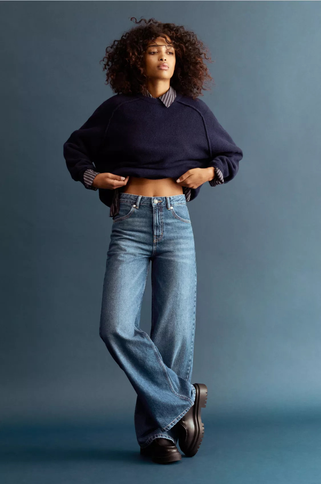 Wide-Leg-Jeans mit hohem Bund | PULL and BEAR DE