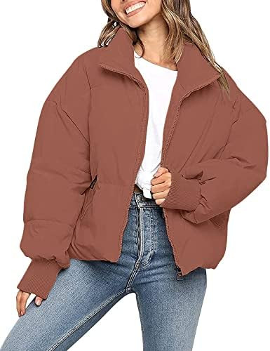 MEROKEETY Women's Winter Puffer Jacket Long Sleeve Short Warm Quilted Baggy Coats 2025 Outerwear | Amazon (US)