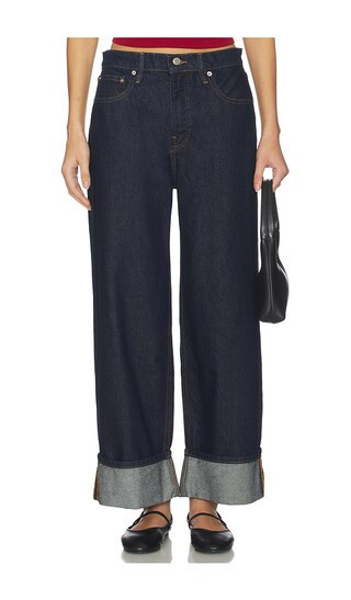 Good American Good Standard Baggy Cuffed Jeans in Navy. - size 12 | Revolve Clothing (Global)