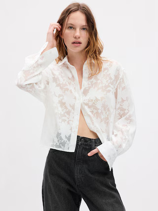 Sheer Floral Cropped Shirt | Gap (US)
