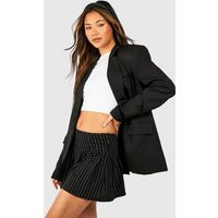 Womens Pinstripe Crepe Bow Detail Mini Skirt - Black - 12 | boohoo (US & Canada)