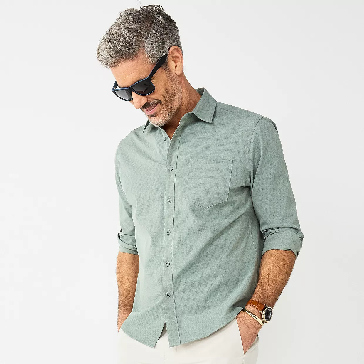 Men's Apt. 9® Slim Untucked-Fit Performance Button-Down Shirt | Kohl's