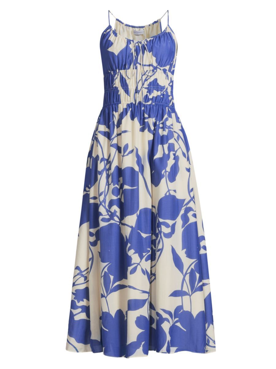 Roma Carinna Floral Silk-Cotton Midi-Dress | Saks Fifth Avenue