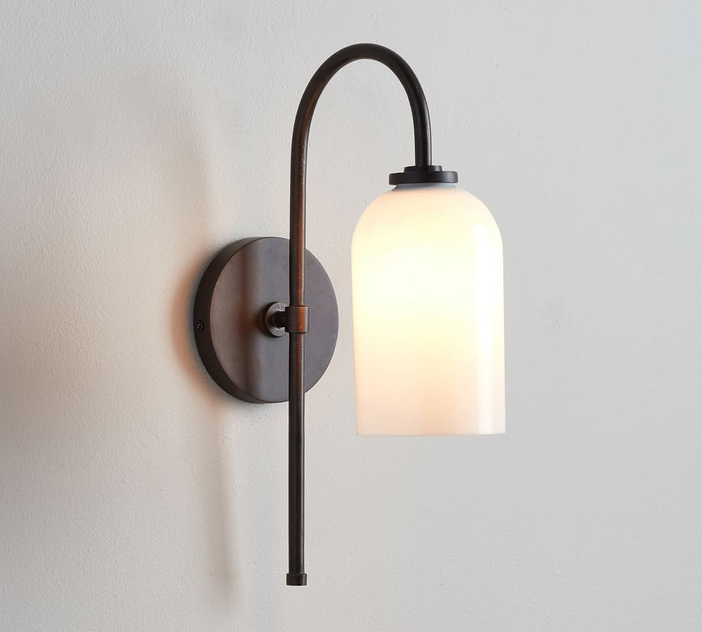 Claremont Milk Glass Cylinder Sconce | Pottery Barn (US)