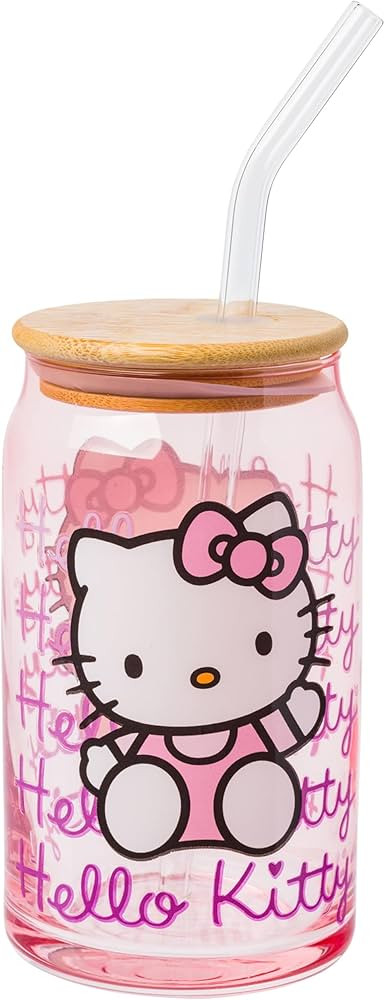 Silver Buffalo Hello Kitty Pink Glass Jar Tumbler 16 Ounces | Amazon (US)
