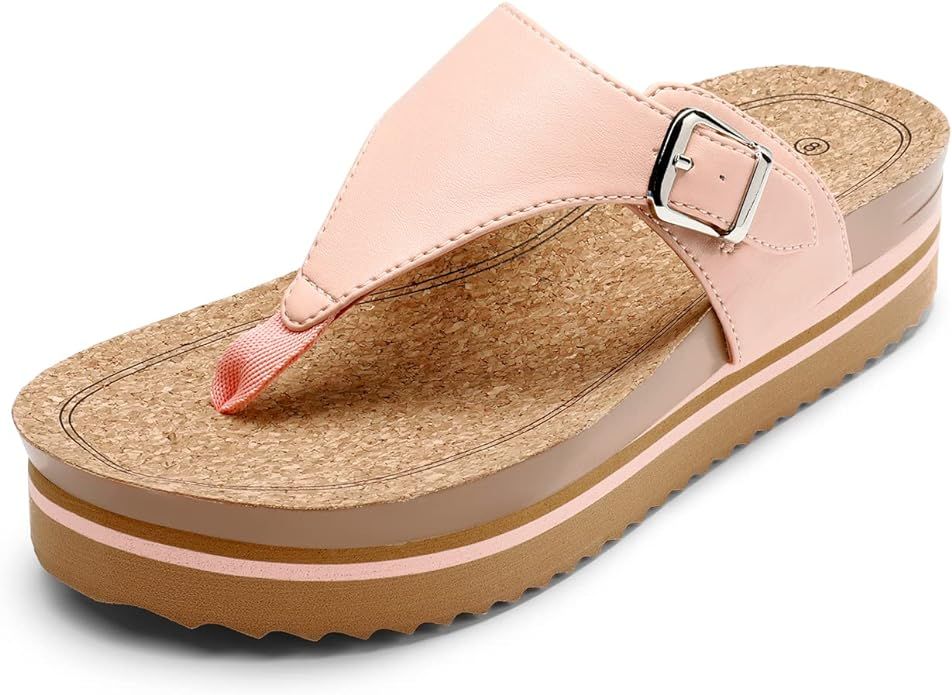 DREAM PAIRS Women's Summer Cute Platform Thong Sandals, Arch Support Beach Flip Flops with Cushio... | Amazon (US)
