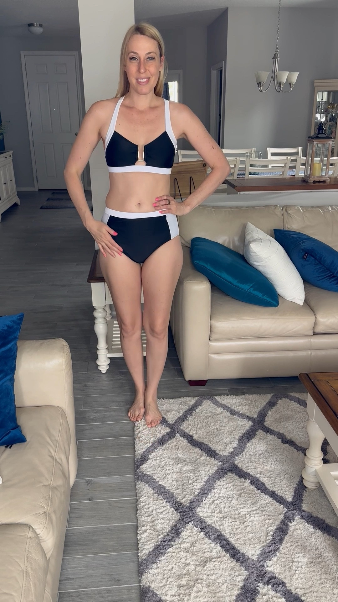 Black and white high waisted bikini
🖤 the top has padding and underwire
🖤 this set gives good support and tummy control 
🖤fits true to size, wearing size small and I am 5’10”
🖤 Amazon fashion find under $50

#LTKSwim
