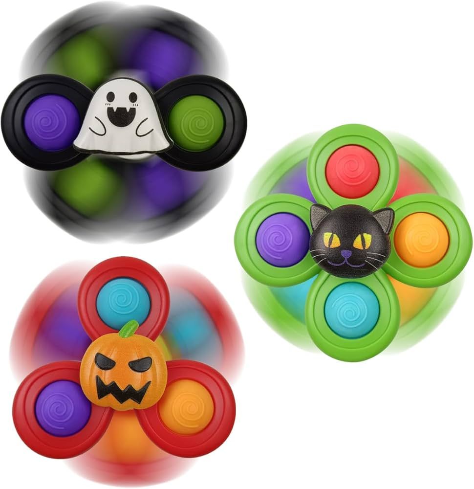 Jofan 3 Pack Halloween Suction Cup Spinner Toys Sensory Bath Toys for Baby Toddlers Kids Hallowee... | Amazon (US)