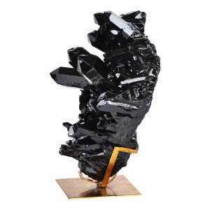 Geode Sculpture Figure with Stand - 12.5" - Black and Gold | Christmas Central