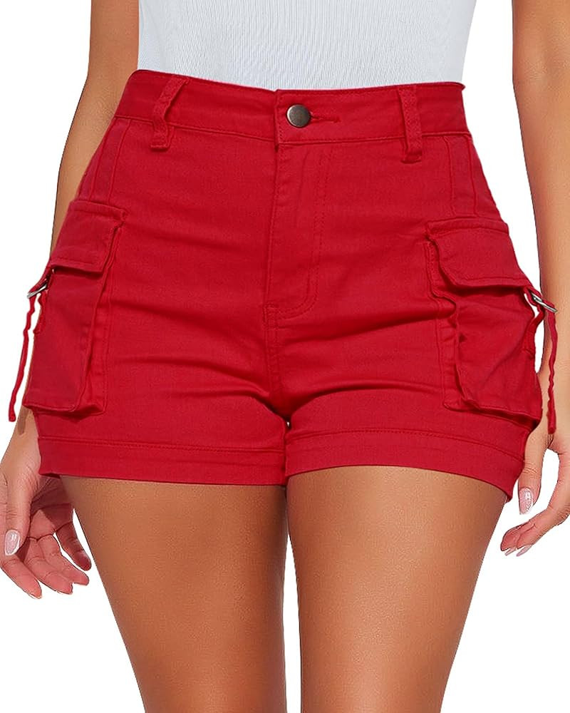 luvamia Cargo Shorts for Women Trendy High Wasited Casual Summer Stretchy Utility Cut Off Shorts ... | Amazon (US)