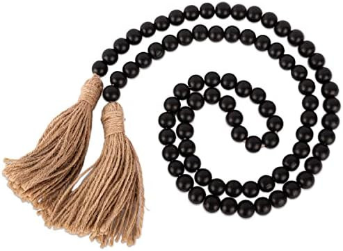 LoengMax Wood Bead Garland - Farmhouse Beads with Tassels - Boho Beads Prayer Beads Coffee Table ... | Amazon (US)