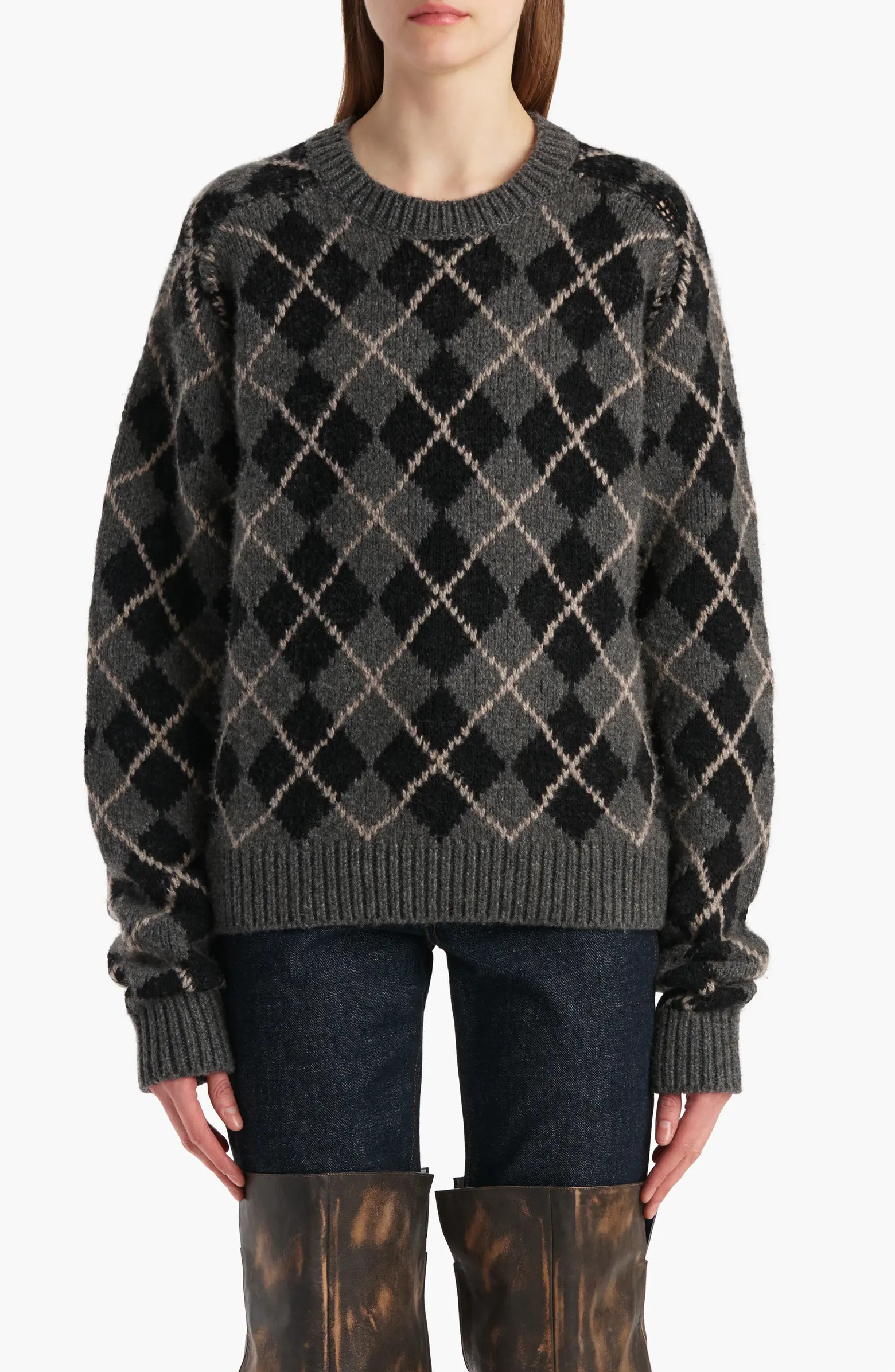Khaite Pratt Oversize Argyle Plaid Cashmere Sweater | Nordstrom | Nordstrom