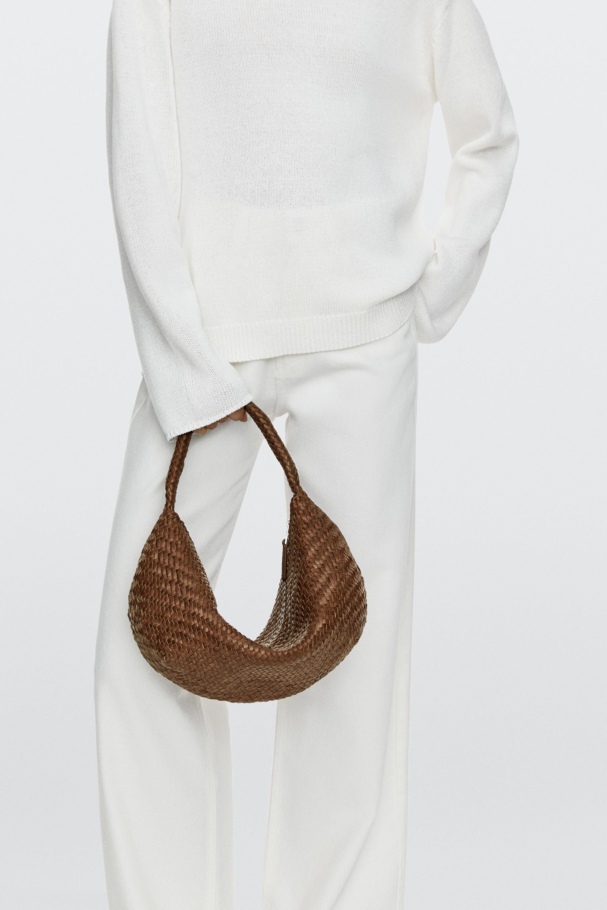 Geflochtene Halbmondtasche aus Leder | Massimo Dutti DE