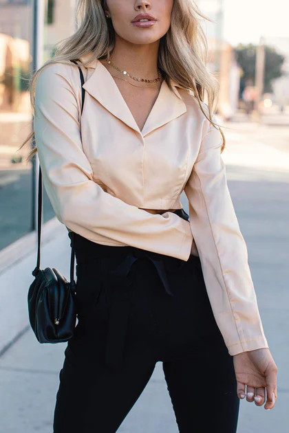 Make Way Cream Satin Blazer Crop Top | Shop Priceless