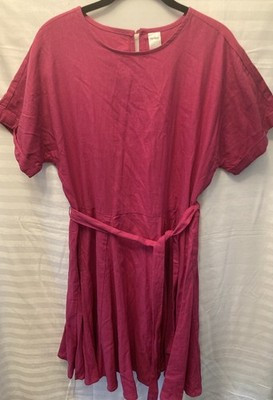 Anko Linen Viscose Dress,12,Fuschia Pink,Flare,Waist tie,NWT,Short sleeves | eBay AU