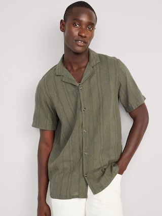 Short-Sleeve Linen-Blend Camp Shirt for Men | Old Navy (US)