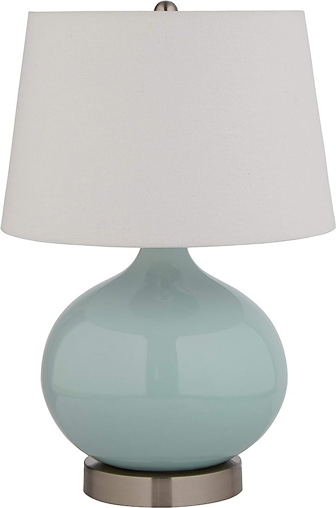 Stone & Beam ALT0316051 Ceramic Lamp, With Bulb, White Shade, 11" x 11" x 20", Cyan | Amazon (US)