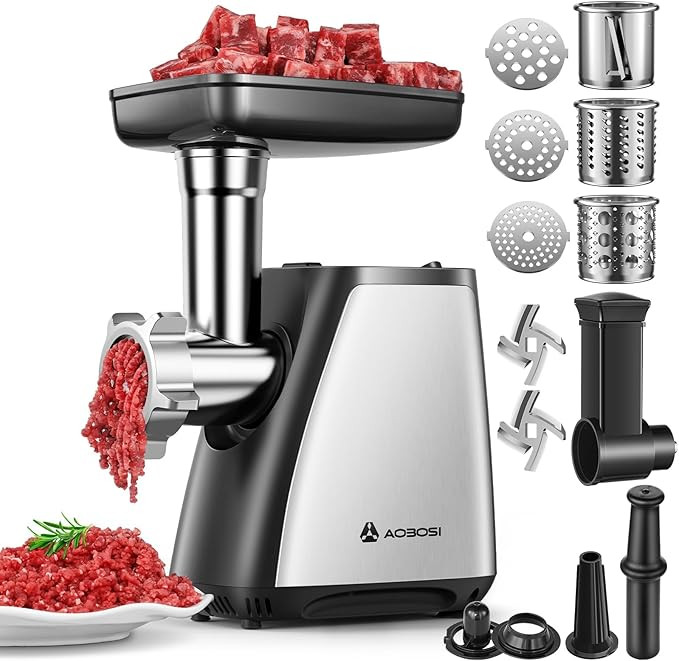 AAOBOSI Meat Grinder, 4-In-1 Meat Grinder Electric [2800W Max] with 3 Slice, Shred Blades,2 Blade... | Amazon (US)
