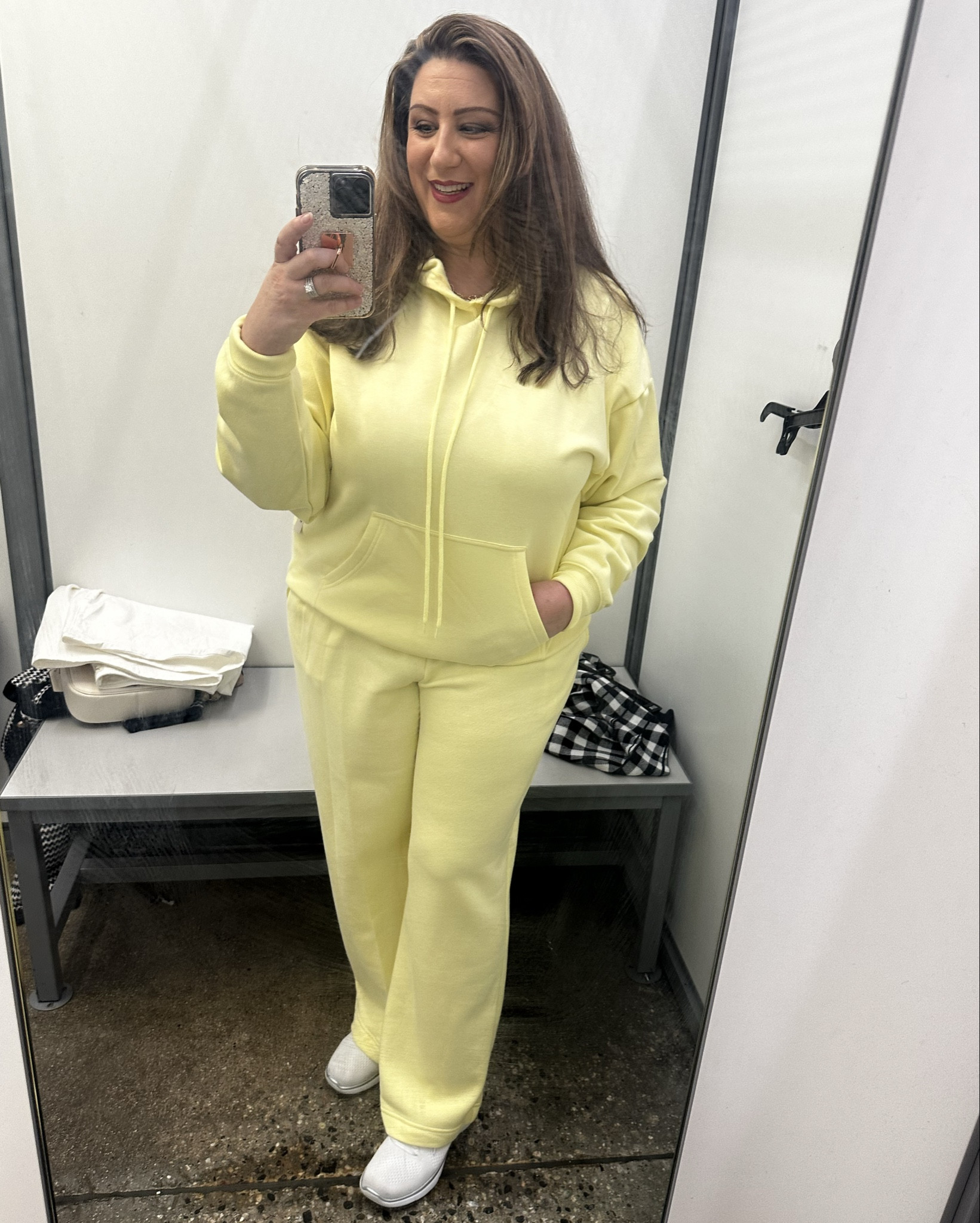 A ray of sunshine ☀️ on a rainy day ☔️ in this comfy sweatsuit ❤️ Styled two ways so swipe right to see the other pants 👖 

I am a plus size 18 & 5’4, 215pds
I am wearing a size XL 16-18 in both the sweatpants & hoodie. Fits true to size. 

Comment “ hello sunshine “ for the 🔗 or ✅ my LTK @StylingCurves for the specific fit & details etc. 

#loungeset #leisureootd #casualootd #walmartstyle #walmartfashion #walmart #comfyclothes #walmartstyle #yellowsweatsuit #yellowootd #comfyoutfit #casualoutfits #styleinspo #athleticootd #athleticoutfit #size18 #size16 #size20 #size14 #size12 #plussizeloungeset #plussizeleisure 

#LTKActive #LTKMidsize #LTKPlusSize