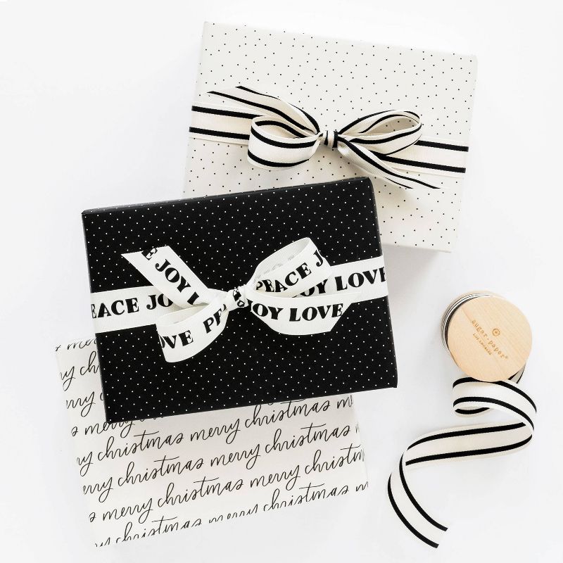 30 sq ft Gift Wrap Trio Black & Cream/Dots/Merry Christmas Script - Sugar Paper™ + Target | Target