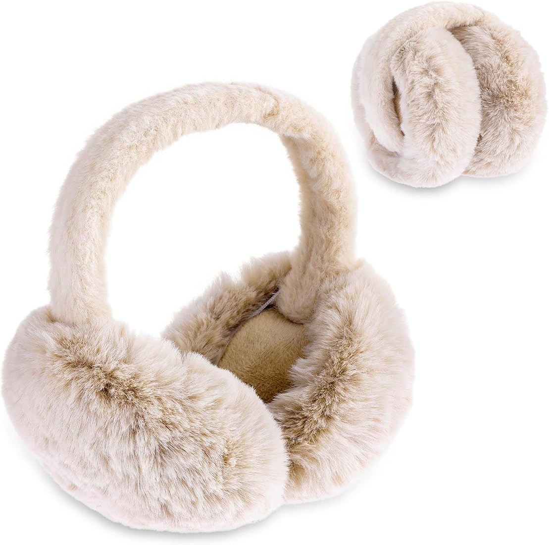 Ear Muffs for Winter Women Foldable Faux Fur Earmuffs Fluffy Ear Warmers for Men Outdoor | Amazon (US)