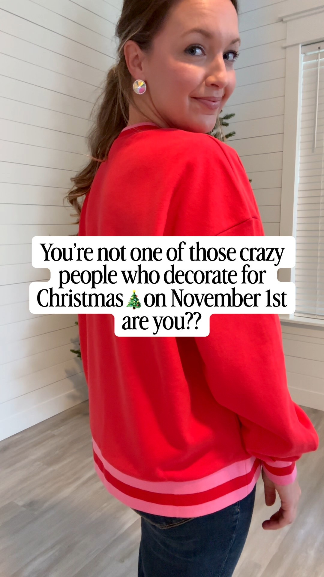 Christmas Decorations going up on November 1st yes please!!!  It’s time for all the festive Christmas outfits too! Bring on the fun accessories, Christmas sweatshirts, sparkles, and all the reds and greens!
I am 5’5” Size 8/10 wearing M in this exclusive TWT x QOS Santa sweatshirt ! It is stunning and that pink and red stripe detail is so good! 

@shopwillowtree #shopwillowtree #TWT

#LTKSeasonal #LTKGiftGuide #LTKHoliday