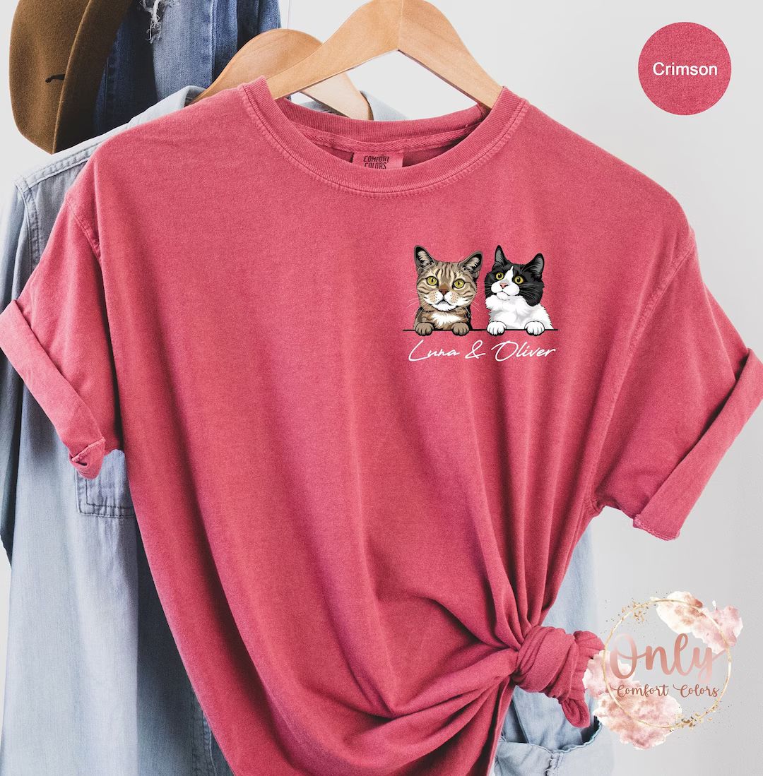 Custom Cat Shirt, Comfort Colors Shirt, Personalized Cat Shirt, Cat Lovers Shirt, Gift for Mom, G... | Etsy (US)