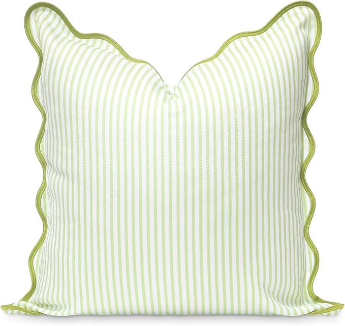 Hofdeco Premium Coastal Patio Indoor Outdoor Scalloped Throw Pillow Cover Only, 20"x20" Water Rep... | Amazon (US)