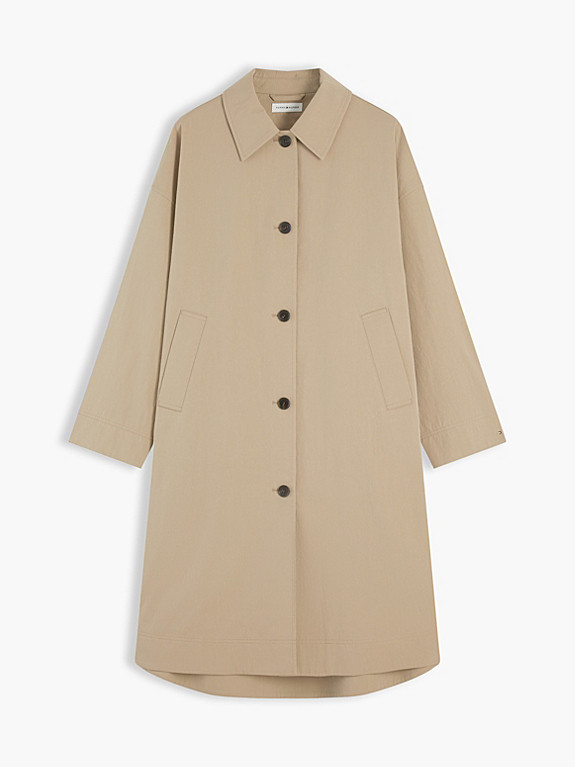 Water Repellent Twill Single Breasted Coat | Beige | Tommy Hilfiger | Tommy Hilfiger UK