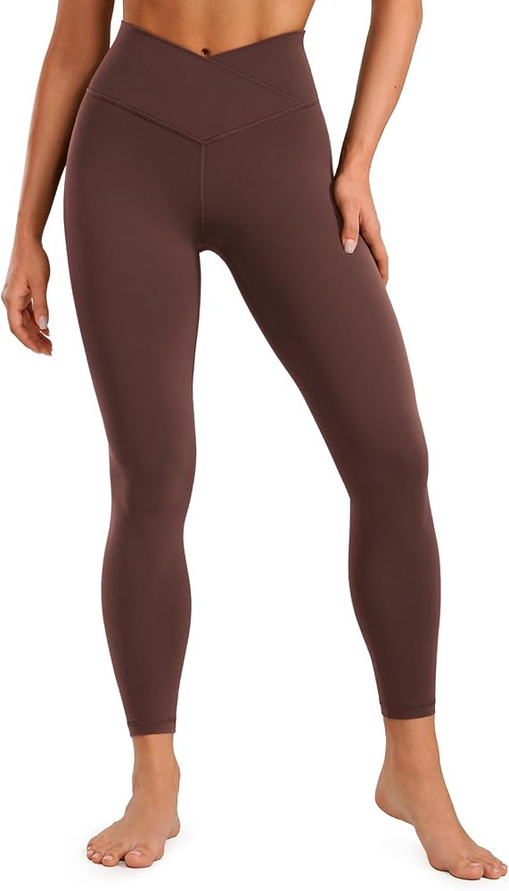 CRZ YOGA Womens Butterluxe Cross Waist Workout Leggings 25" / 28" - V Crossover High Waisted Gym ... | Amazon (US)