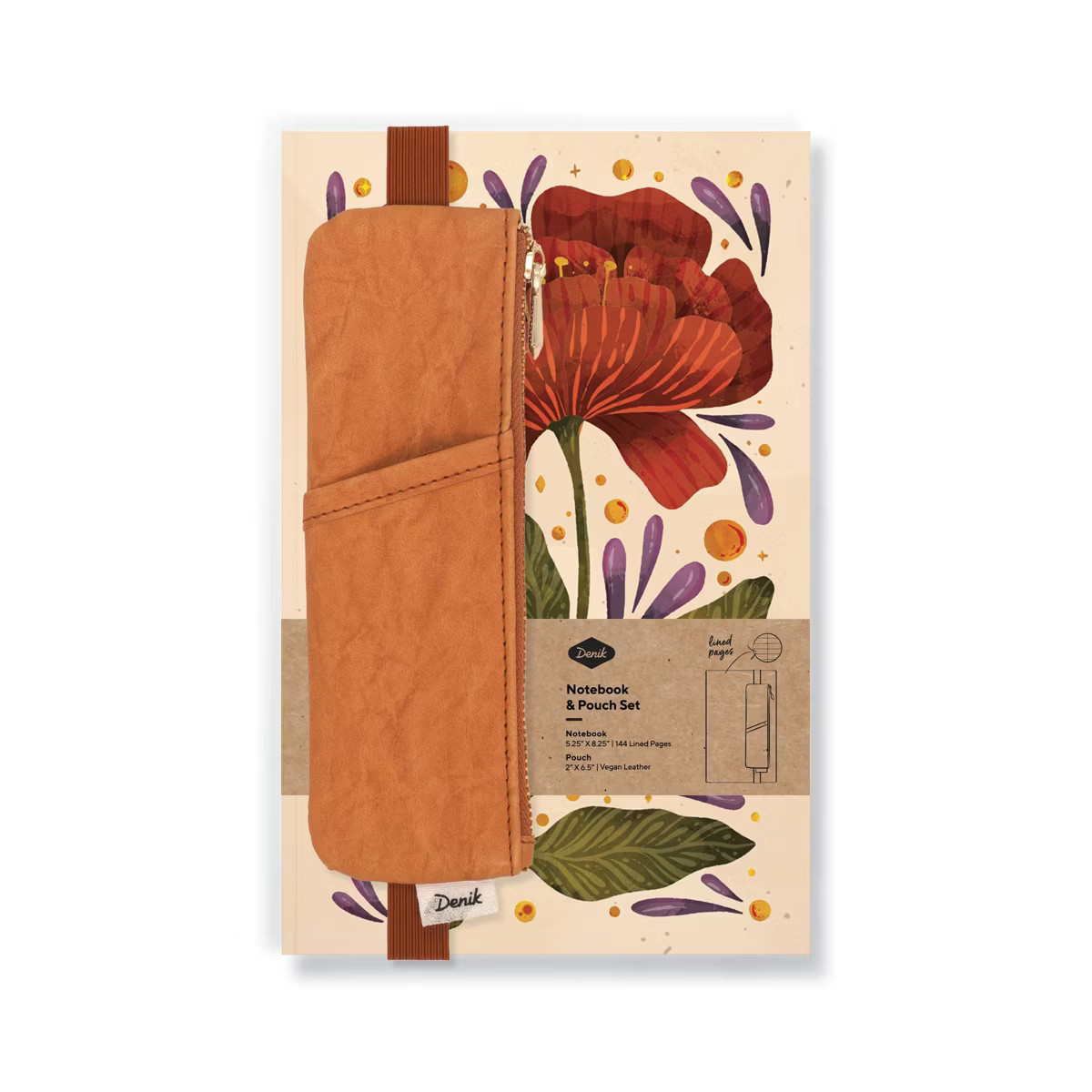 Denik 240pg Blank Notebook 8.25"x5.75" Burgundy Bloom with Carmel Crinkle Pouch: Lay-Flat Journal... | Target
