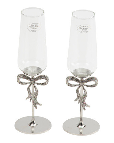 2pk Metal Bow Flute Glasses | TJ Maxx