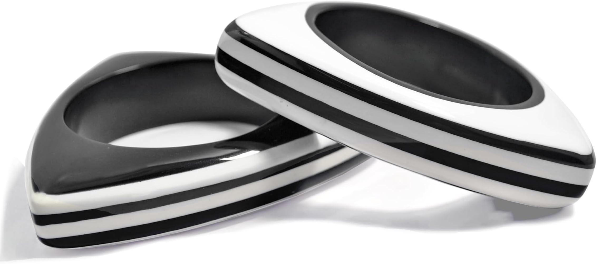 Pure Hands Resin Bangle Bracelet for Women – Black and White Triangular Handmade Cuff | Abstrac... | Amazon (US)