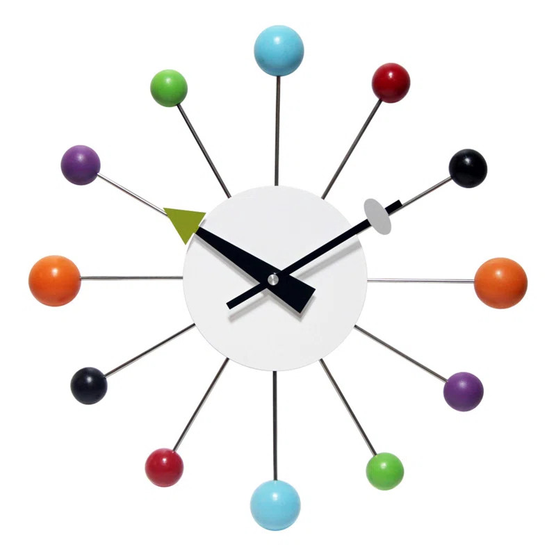 Zoomie Kids Hailie Midcentury/Modern Starburst Metal & Plastic Wall Clock 15" - Multi-Color & Rev... | Wayfair North America
