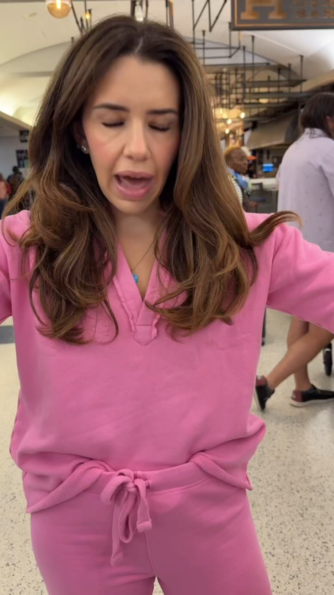 wearing a size small in the Carmel set