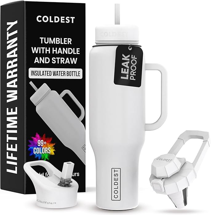 Coldest 40 oz Tumbler with Handle and Straw - 100% Leak Proof Insulated Tumbler with Lid and Stra... | Amazon (US)