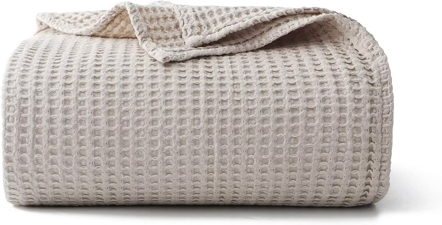 Shunjie.Home 100% Cotton Waffle Bed Blanket King Size, Throw Blanket for Couch All Seasons (Beige... | Walmart (US)