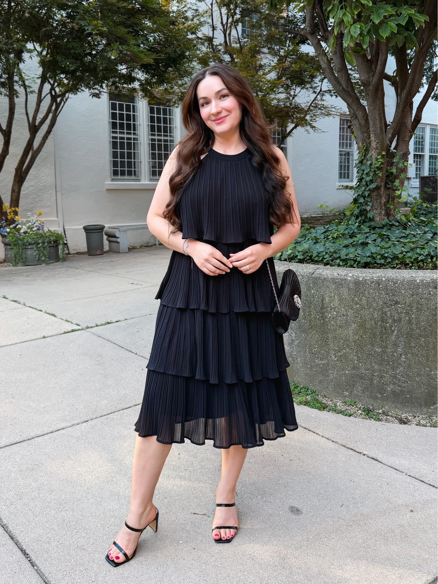 midi black dress for a special occasion, would look cute as a wedding guest dress. #weddingguestdress #blackdress

#LTKWedding #LTKootd #LTKSaleAlert