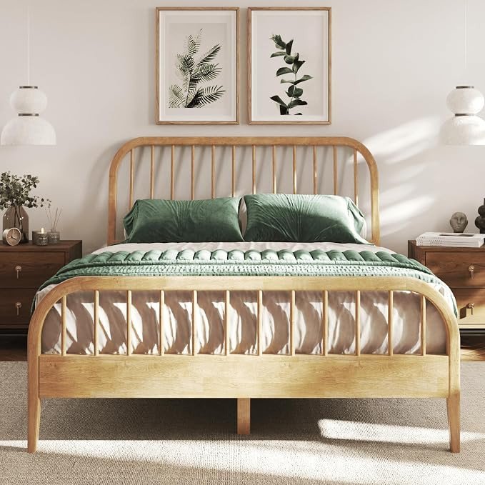 DG Casa Wesley Solid Wood Queen Size Bed Frame - Mid Century Modern Style, Platform with Spindle ... | Amazon (US)