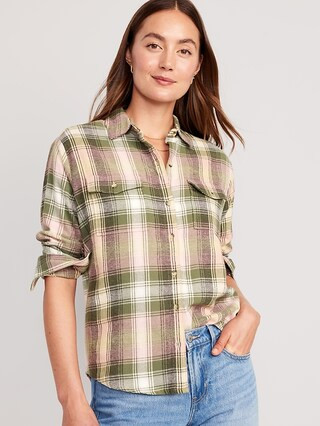 Oversized Flannel Boyfriend Shirt for Women | Old Navy (US)