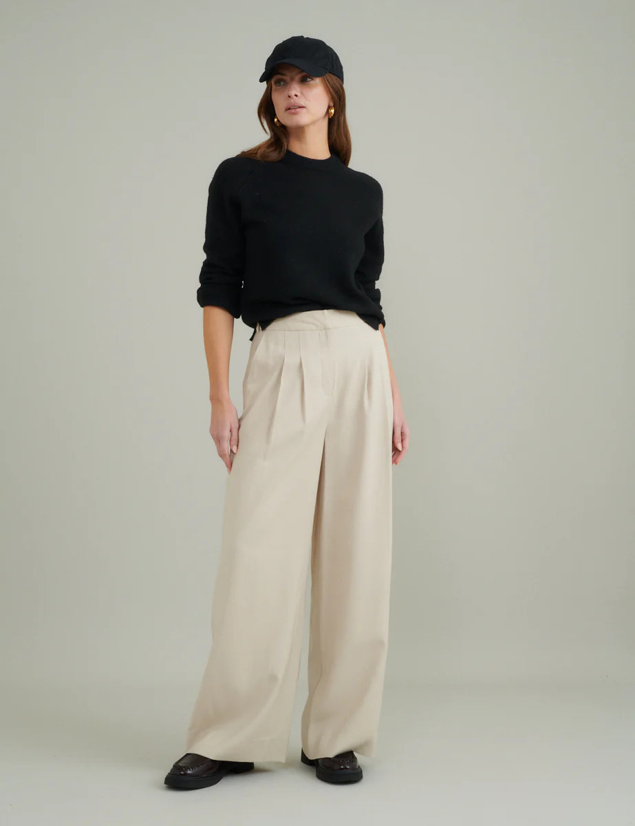 Cream Wide Leg Tailored Trousers | Nobody's Child