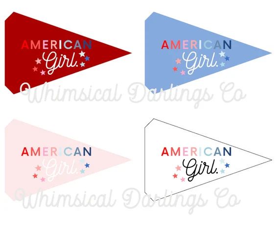 American Girl  Pennant Flags // July 4th Flag Printables // Fourth of July Flags // USA Flags // ... | Etsy (US)