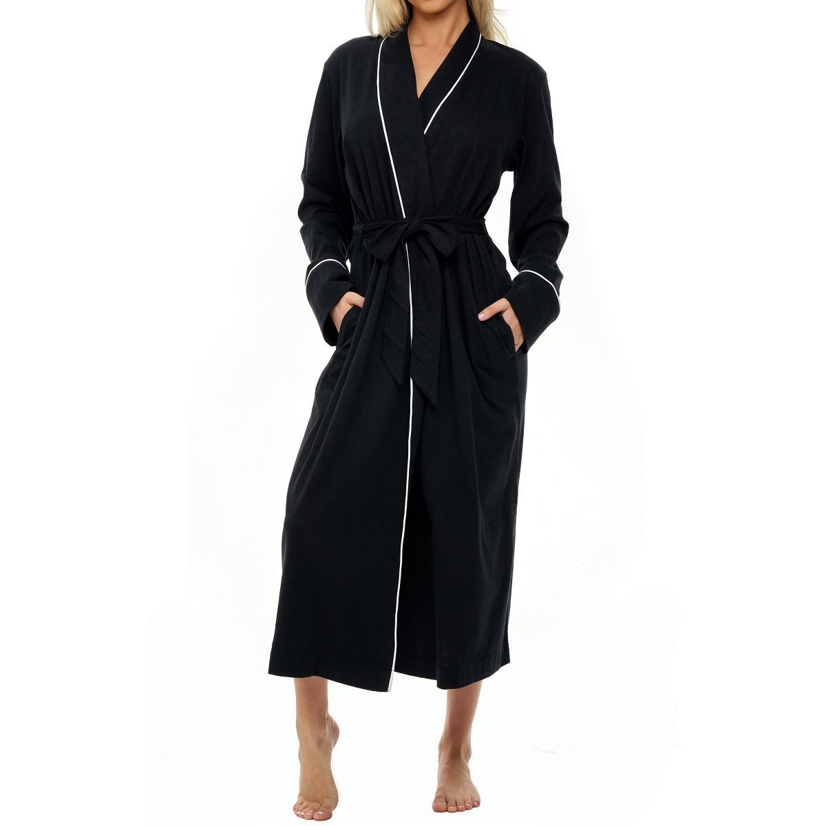 Womens Soft Cotton Knit Jersey Lounge Robe with Pockets, Long Bathrobe | Target