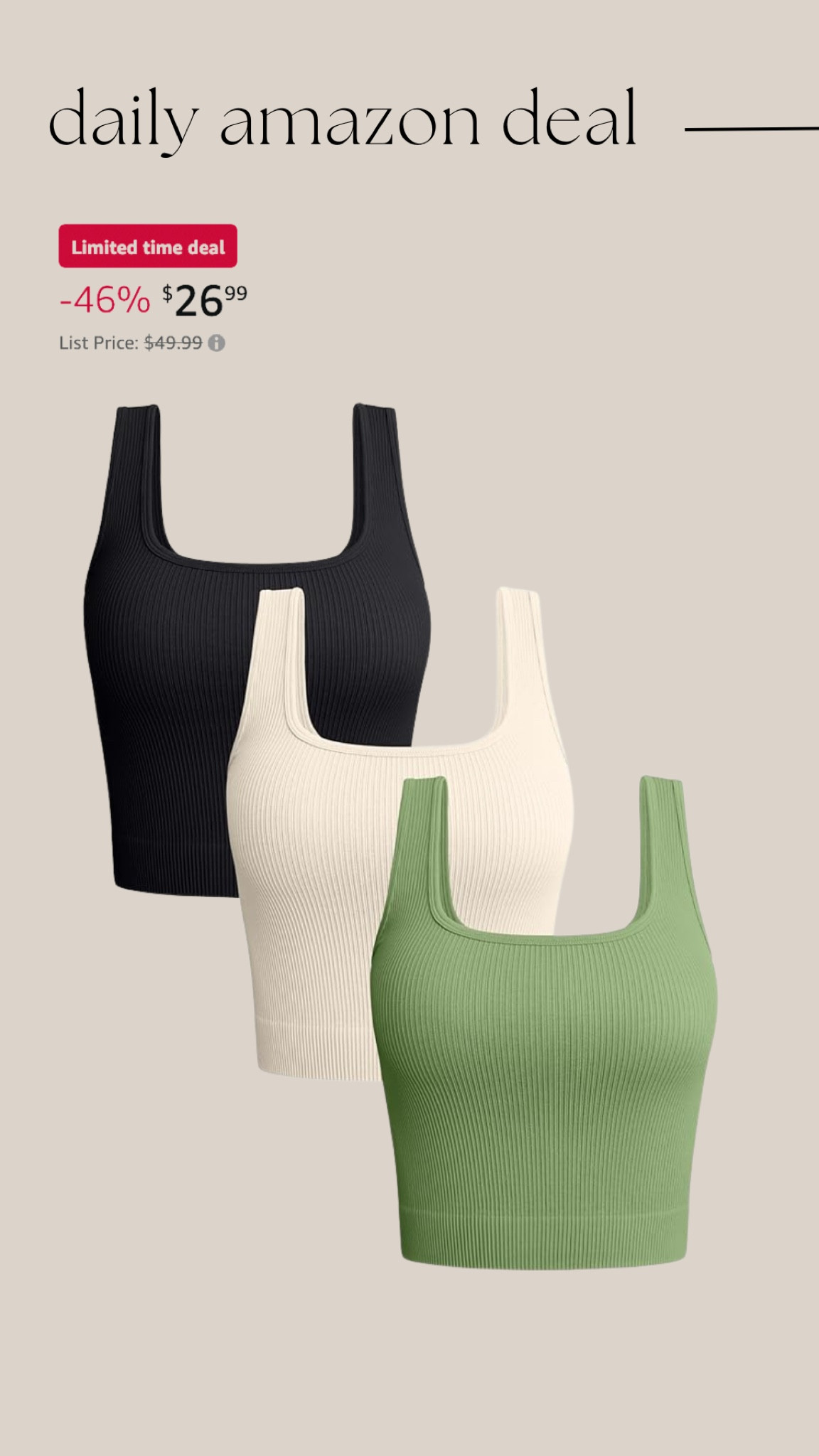 Daily Amazon deal: set of 3 ribbed tops 

#LTKSaleAlert #LTKActive #LTKFitness