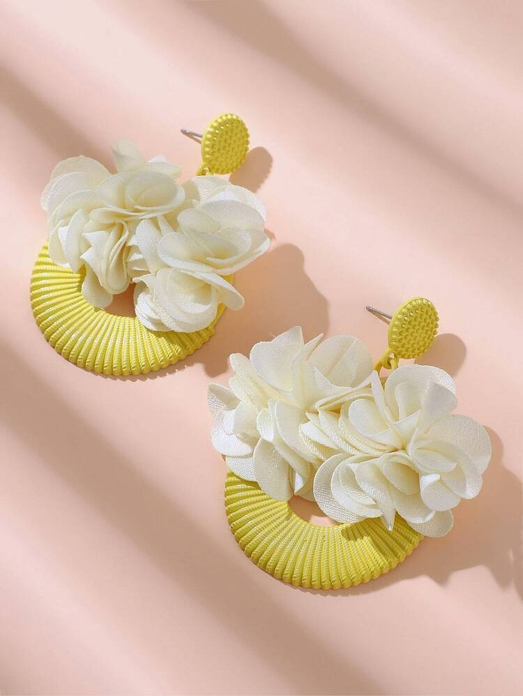 Flower Decor Round Drop Earrings 1pair | SHEIN