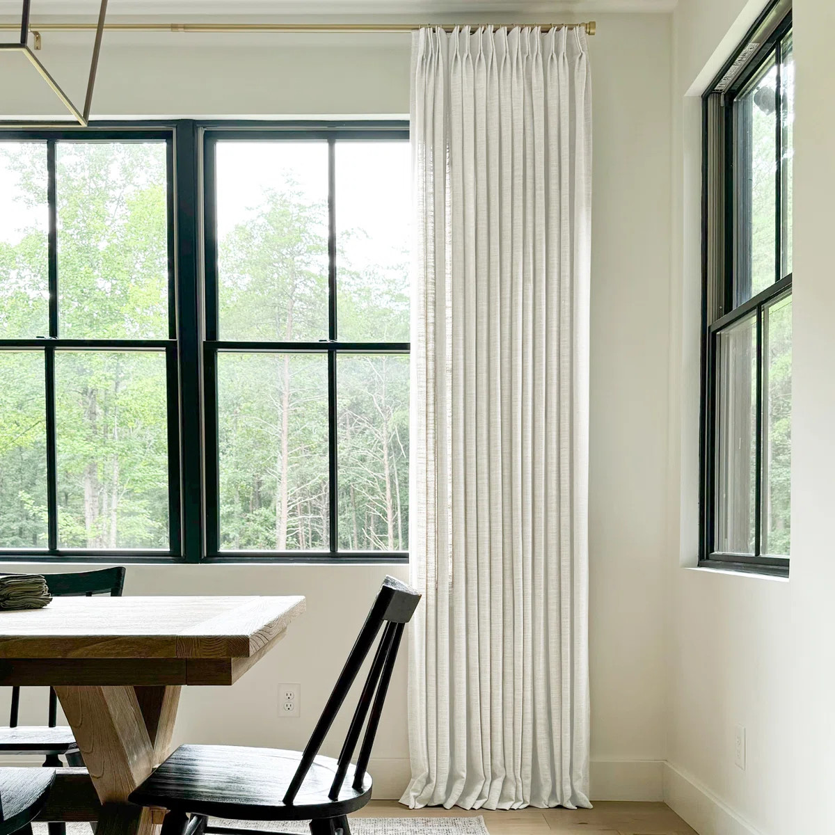 TWOPAGES Lined Curtain Faux Linen Pinch Pleat Curtain | Wayfair North America