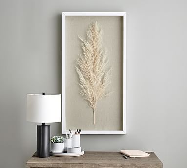 Faux Pampas Grass Shadow Box Wall Art | Pottery Barn (US)