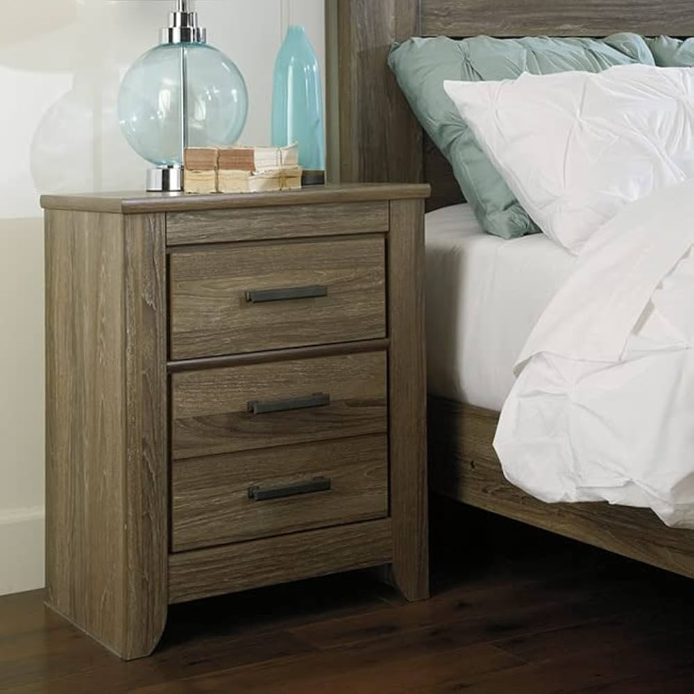 Signature Design by Ashley Zelen Two Drawer Grey Night Stand | Amazon (US)